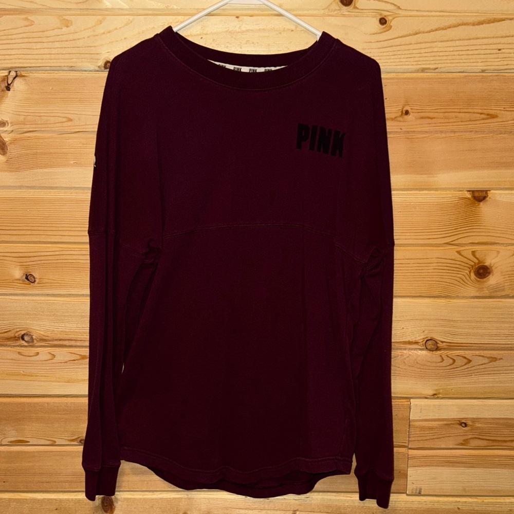 Victoria's Secret Pink Maroon Crew Neck Sweatshirt